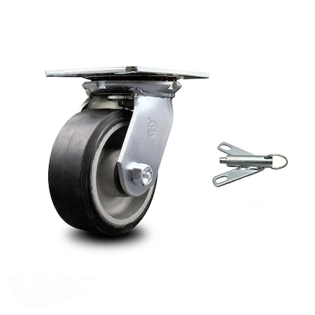 Service Caster 5 Inch Heavy Duty Rubber on Aluminum Caster with Roller Bearing and Swivel Lock SCC-35S520-RAR-BSL